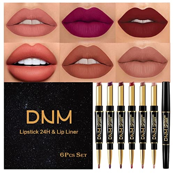 evpct 6Pcs Waterproof Lip Liner and with Lipstick Set Kit