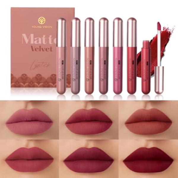 YOUNG VISION 6-Pc Matte Nude Liquid Lipstick Set – Long-Lasting