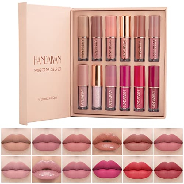 KIMIEYE 12Pcs Velvet Matte Liquid Lipstick Set, Waterproof L…