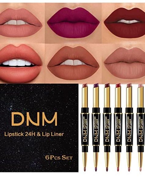 evpct 6Pcs Waterproof Lip Liner and with Lipstick Set Kit