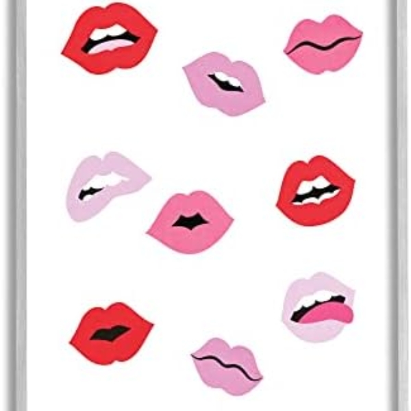 Stupell Industries Expressive Seductive Lips Red Lipstick Shades, Design by
