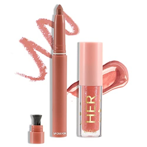 Boobeen Matte Lip Crayon + Plumping Lip Shine Moisturizing Lip