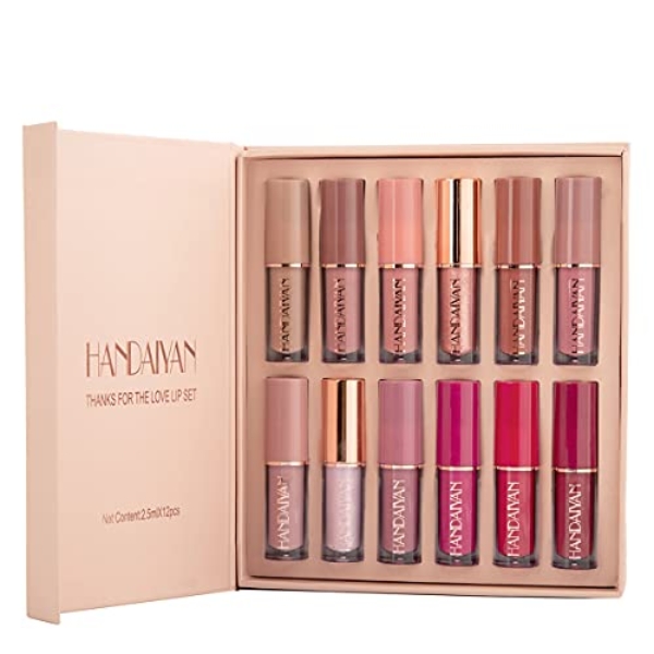 Petansy 12 Colors Matte Lipstick Set Liquid Lipstick Kit Long