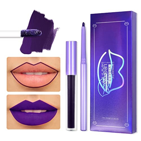 DAGEDA Matte Liquid Lipstick, 2Pcs Lip Liner and Lipstick Set,Waterproof