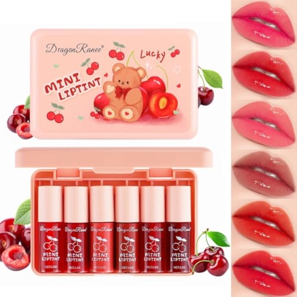 Eakroo 6 Colors Cherry Lip Tint Stain Set, Korean Velvet