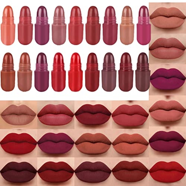 evpct 18Pcs Mini Pills Lipstick Capsule Set for Women Waterproof