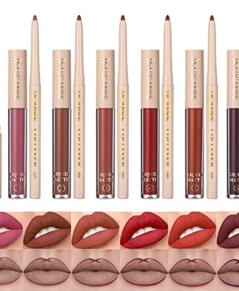 UCANBE 13pcs Lipstick Makeup Kit, 6 Matte Liquid Lip Sticks