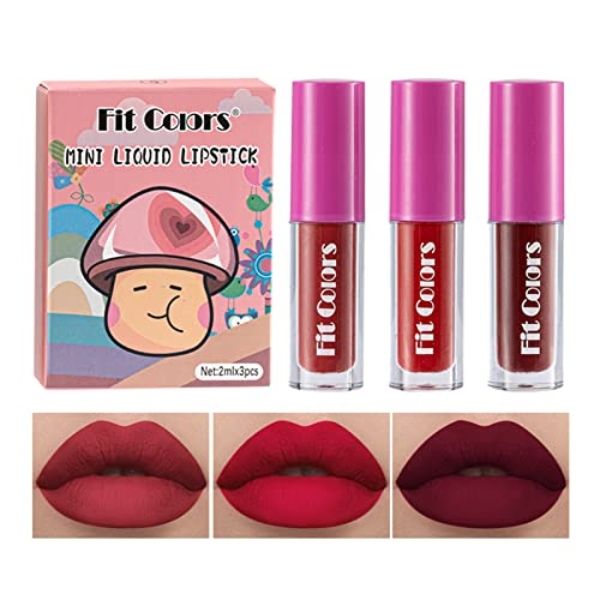 MIESCHER 3 Colors Matte Liquid Lipstick Makeup Set, Long Lasting