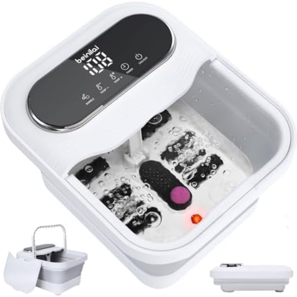 Beinilai Collapsible Foot Spa with Heat, Bubble and Temperature Control,