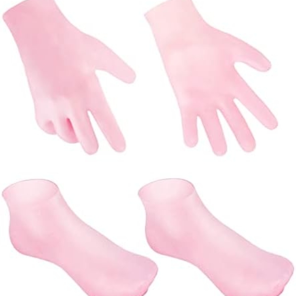 MoyRetty 2 Pairs Moisturizing Glove Socks Set, Silicone Gel Spa