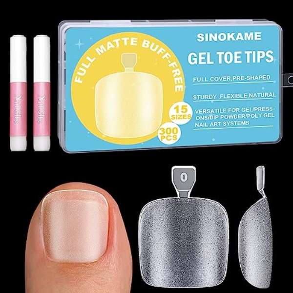 SINOKAME Clear Press on Toenails with Nail Glue Kit, 300
