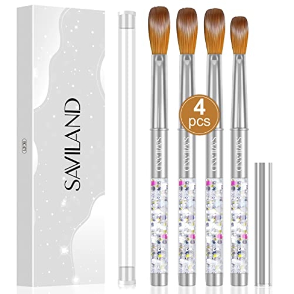 Saviland Kolinsky Acrylic Nail Brush Set – 4PCS Professional Acrylic